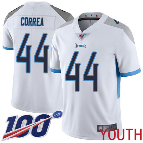 Tennessee Titans Limited White Youth Kamalei Correa Road Jersey NFL Football #44 100th Season Vapor Untouchable->tennessee titans->NFL Jersey